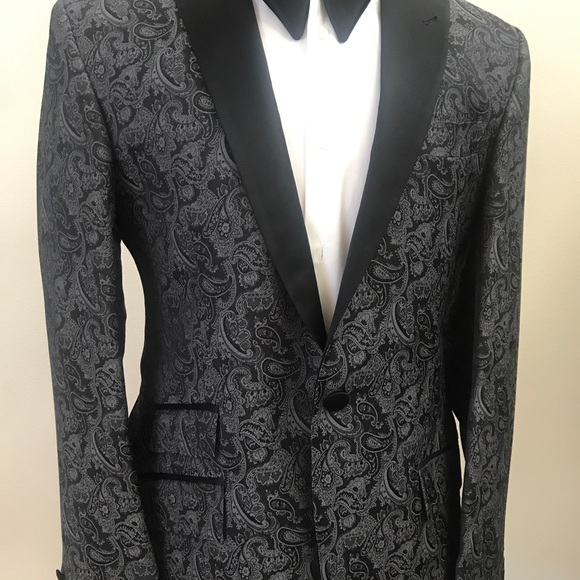 Grey jacquard luxury cashmere and silk tuxedo with matching pant. Made in Italy - Picture 5 of 7